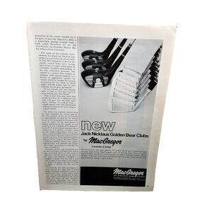 1971 MacGregor Jack Nicklaus Golden Bear Golf Clubs Original Print Ad 70s